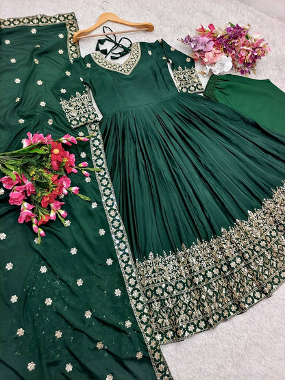 "Elegantly Embellished Gwon Set with Cinon Silk, Embroidery, and Butter Silk Bottom"