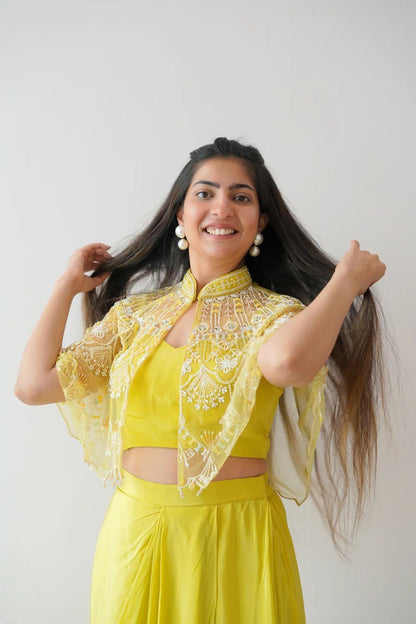 "Elegant Dhoti Set with Tube Blouse and Koti - Complete Traditional Ensemble"