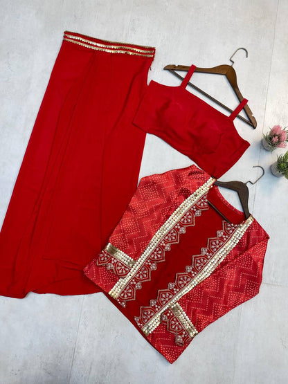 Premium French Crêpe Dhotis & Blouse Set with Embroidery