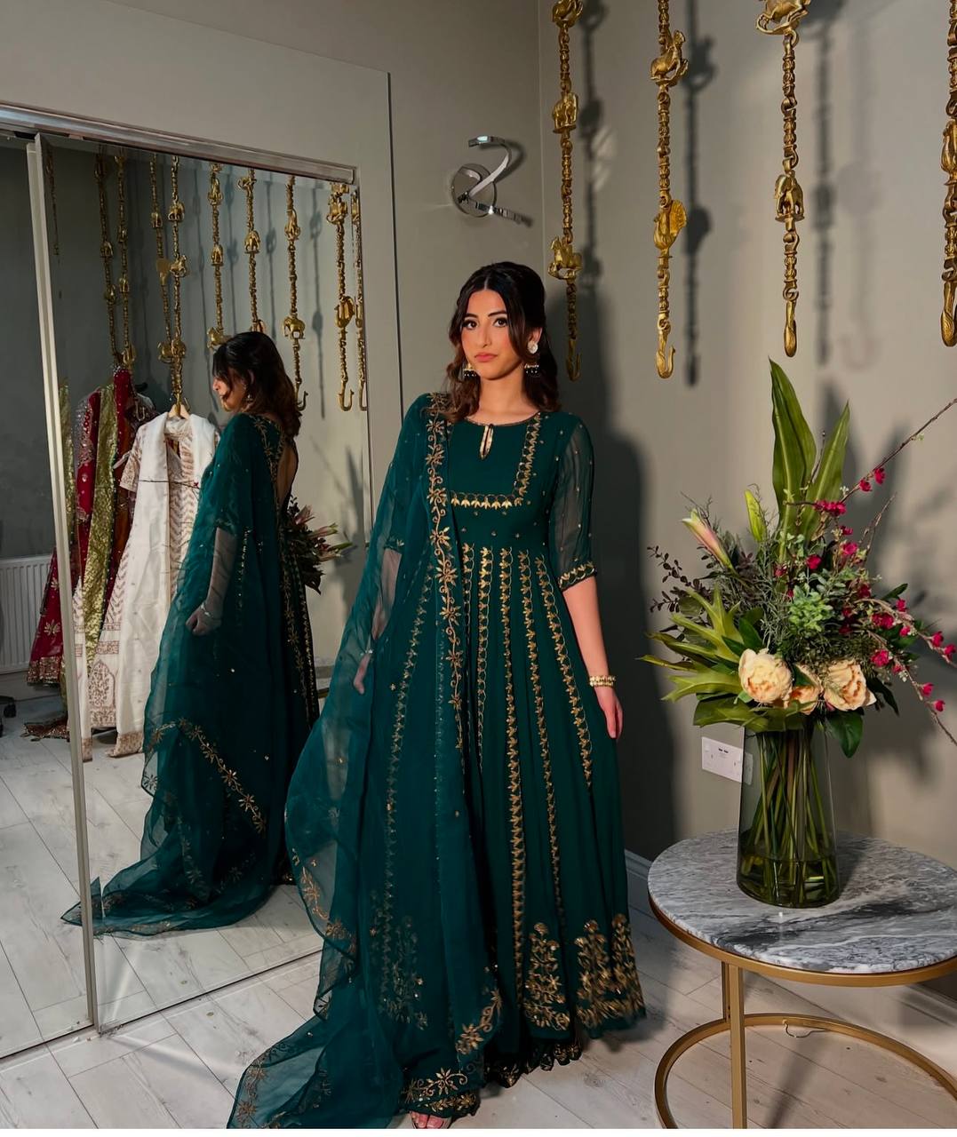 "Elegant Gwon Set with Heavy Embroidery & Sequins Detailing"
