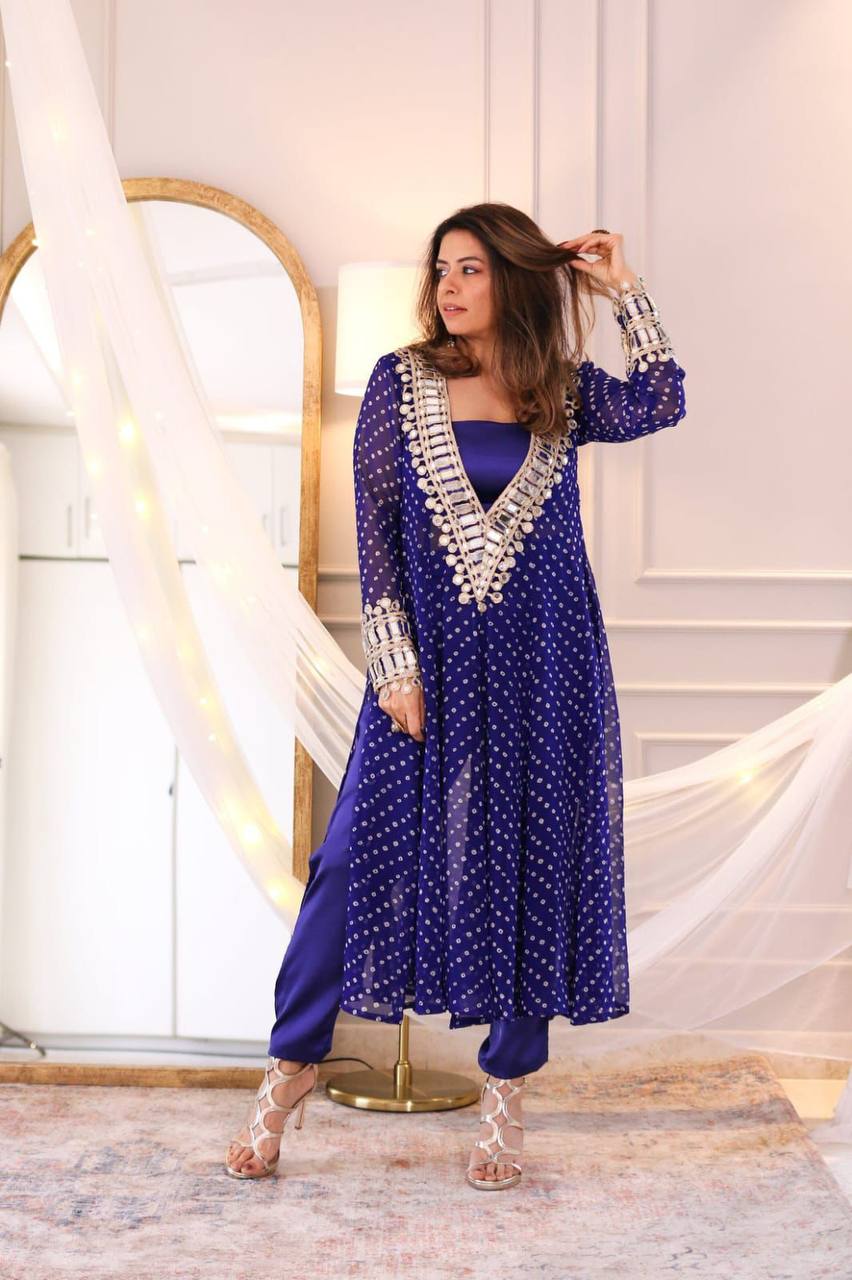 New Trendy Three-Piece Ready-to-Wear Kurta Pant with Tube Blouse