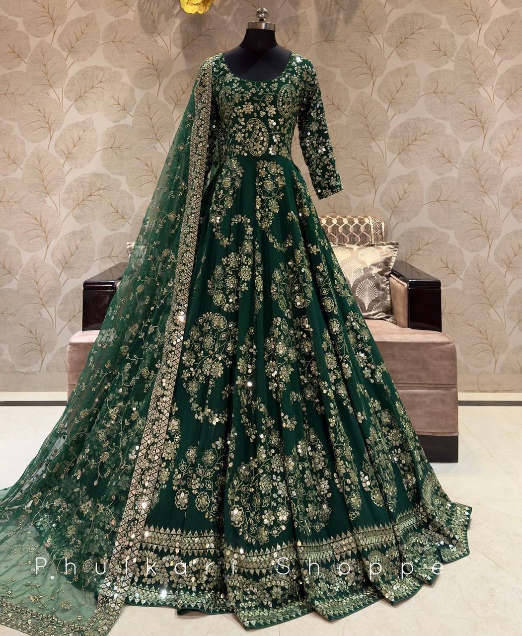 "Elegant Gwon Set: Pure Chinnon Silk with Embroidery & Sequence Work"