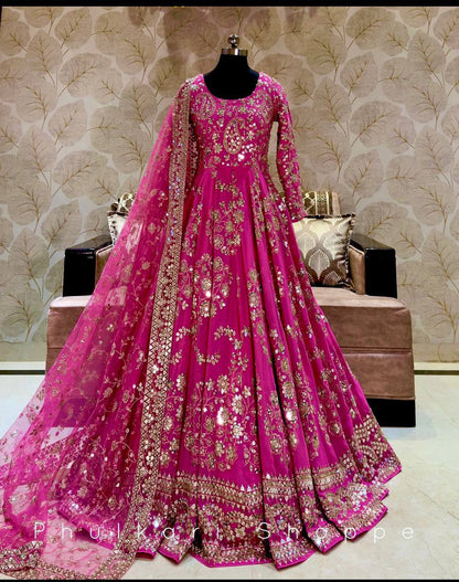 "Elegant Gwon Set: Pure Chinnon Silk with Embroidery & Sequence Work"
