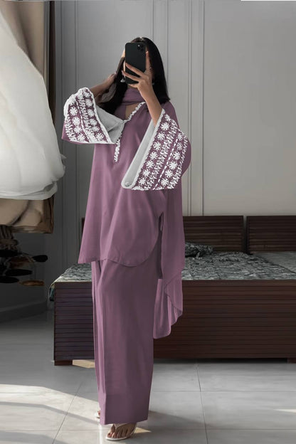 Natural Satin with Elastic Waist Kurta Palazzo set