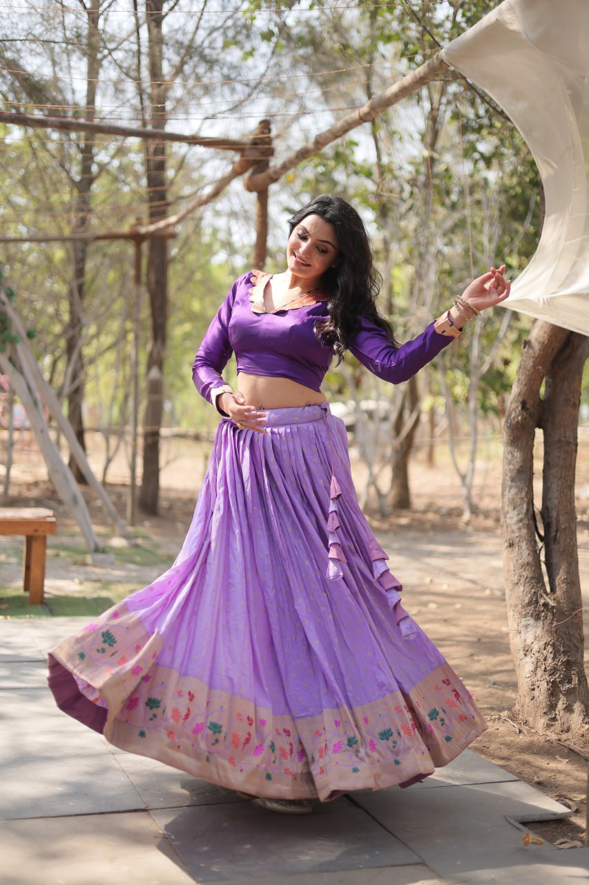 Pure Dyable Viscose Jacquard with Kalamkari Lehenga with Blouse