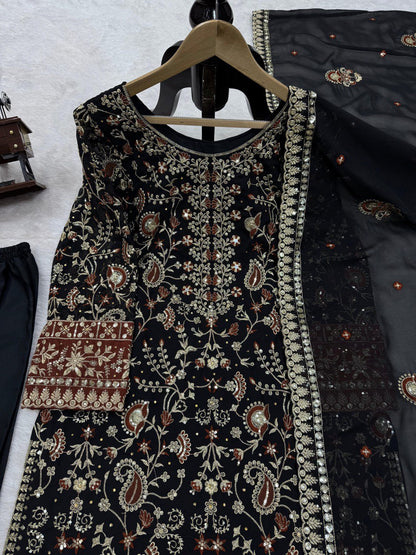 "Luxury Foux Gorgette Set with Real Diamond Detailing"