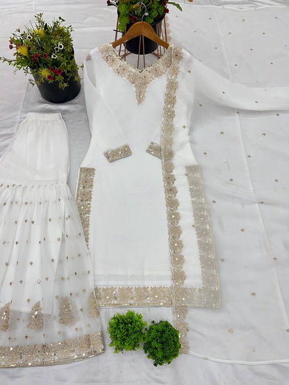 "Luxurious Heavy Crunchy Silk Ensemble with Intricate Embroidery & Sequence Work"