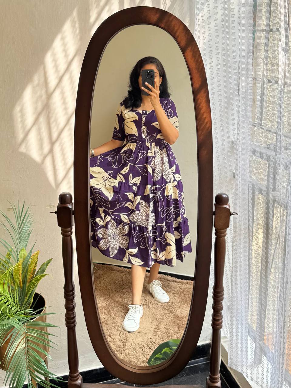 "Soft Cotton Maternity Dress - Comfortable & Stylish (48" Length)"