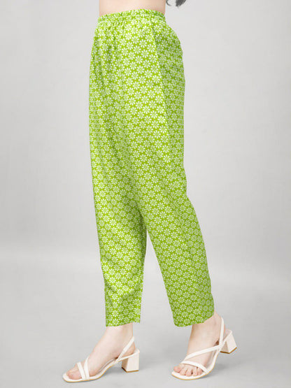 "Elegant Parrot Green Rayon Kurti Set with Embroidery, Fancy Lace, and Silk Blend Dupatta"