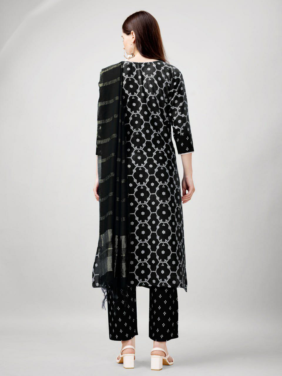 "Elegant Rayon Print Kurti with Embroidery, Fancy Lace Work & Silk Blend Dupatta"