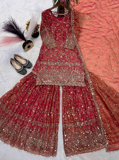Heavy Fandy Crush Silk Kurta Sharara Set