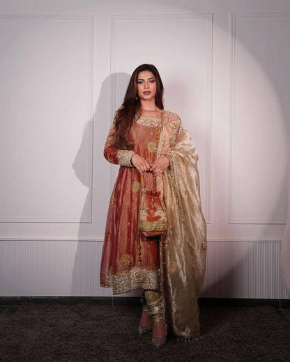 "Luxury Jimmy Choo Sequence Embroidered Eid Set with Moti Work and Lace Detailing"
