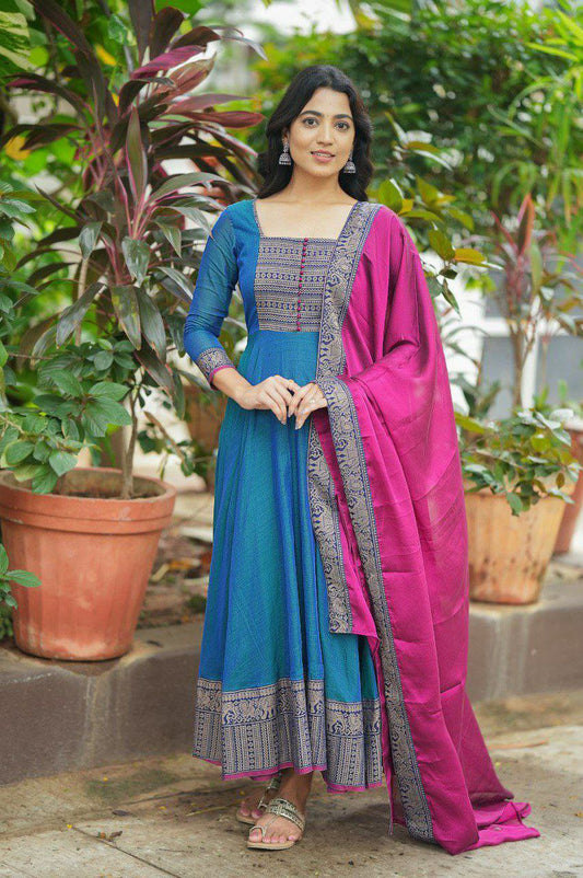 Premium Vichitra Silk Fabric with Zari Weaving – Multiple Sizes Available