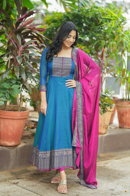 Premium Vichitra Silk Fabric with Zari Weaving – Multiple Sizes Available