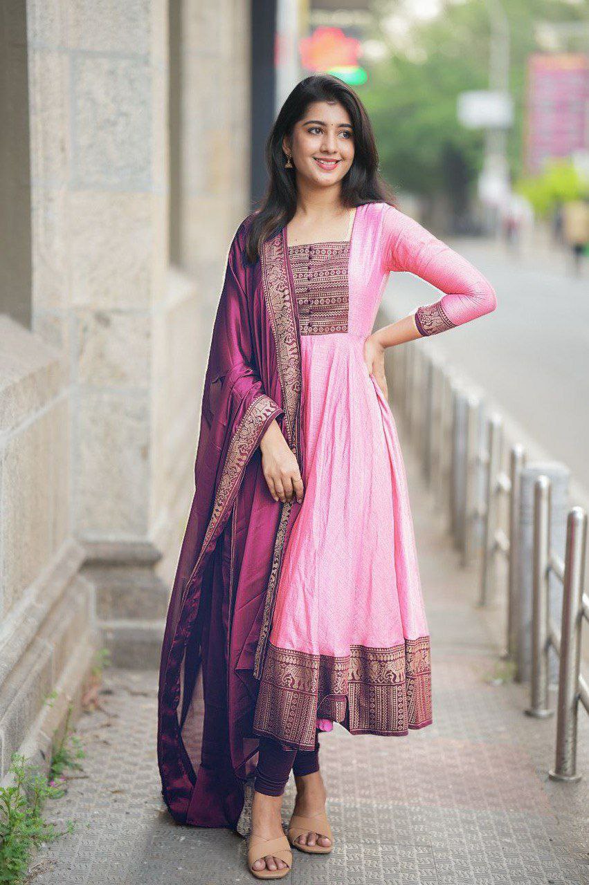 Premium Vichitra Silk Fabric with Zari Weaving – Multiple Sizes Available