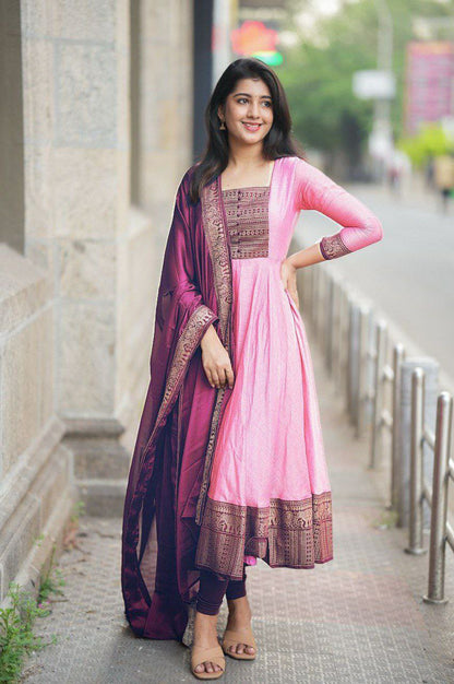 Premium Vichitra Silk Fabric with Zari Weaving – Multiple Sizes Available