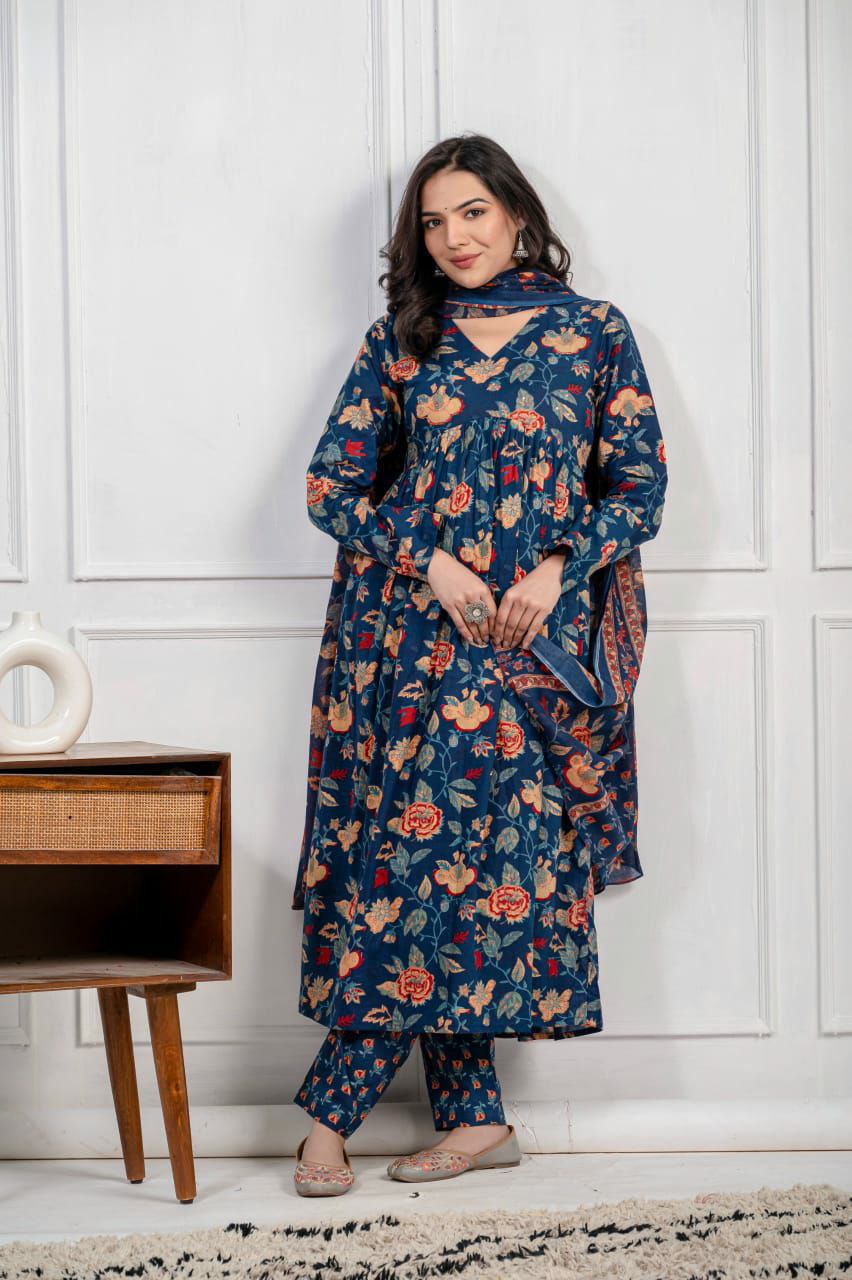 "Stay Cool and Stylish: Pure Cotton Kurti Set"