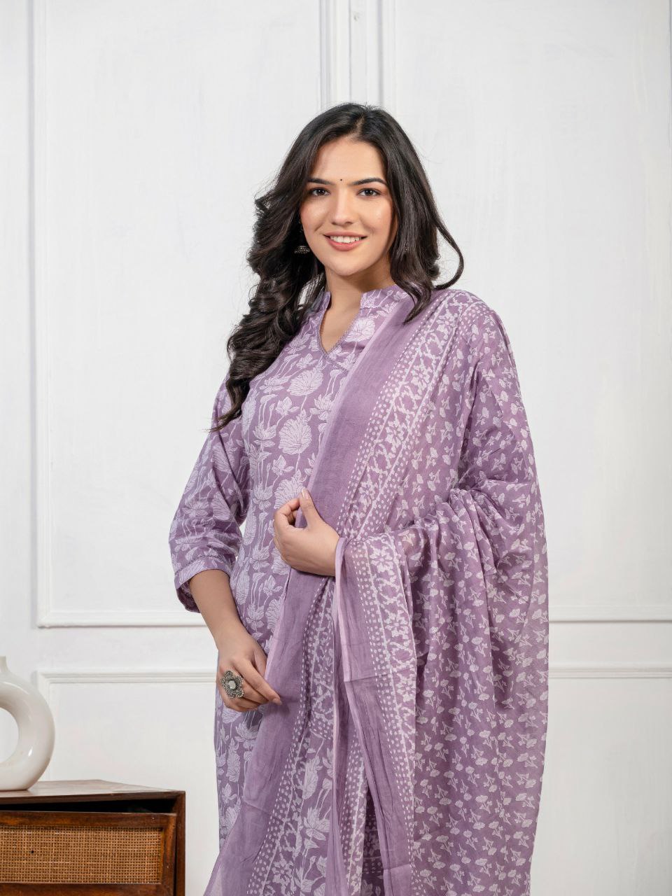 "Breezy Elegance: Pure Cotton Kurti Set for Sunny Days"