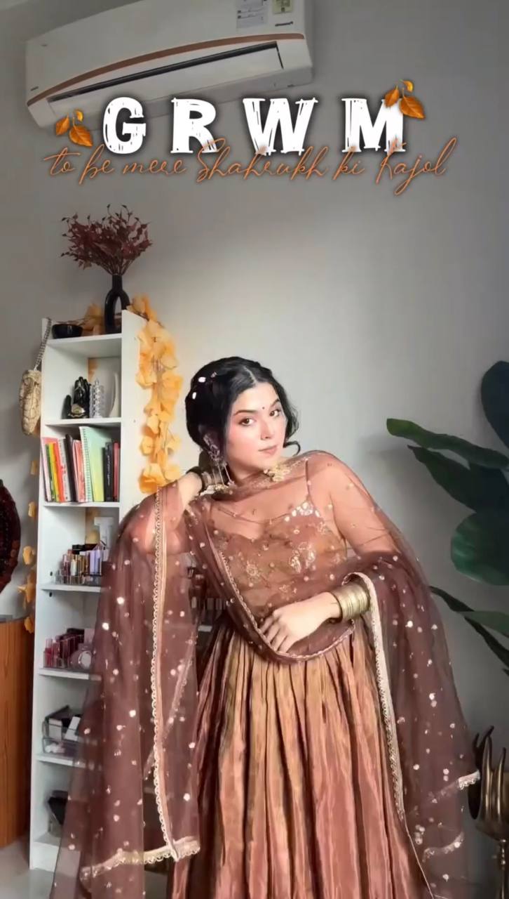 "Elegant Embroidered Fandy Silk Gown with Twill Net Dupatta"