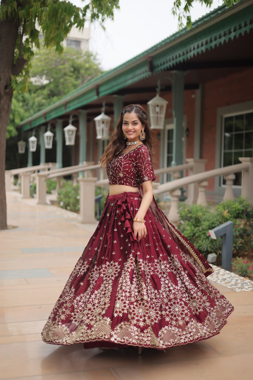 Rangoli Silk with Heavy Sequins Lehenga Blouse with Dupatta