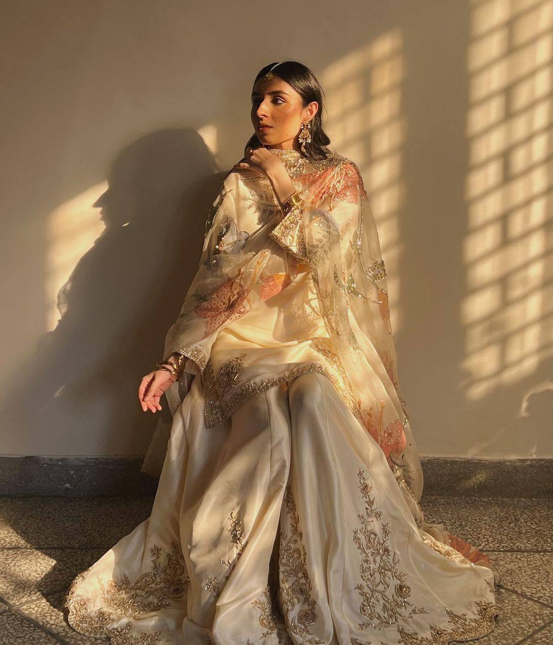 "Elegant Chinon Sequence Embroidered Suit with Full Flare Gharara & Organza Dupatta"