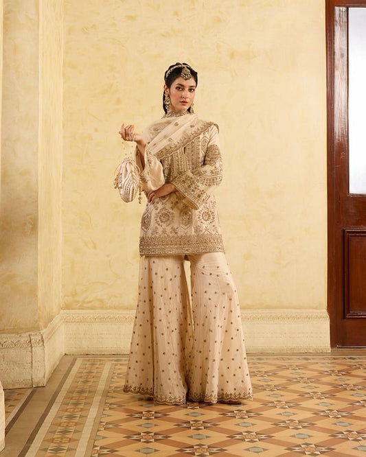 "Elegant Chinon Silk Ensemble with Thread & Sequence Work"