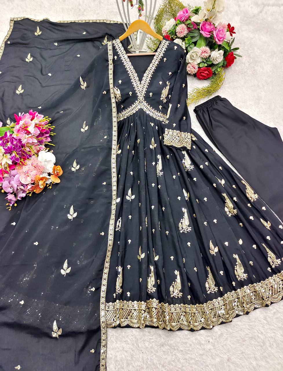 "Elegant Gwon Set: Pure Cinon Silk with Heavy Embroidery & Premium Fabrics"