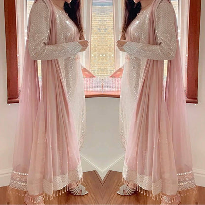 "Elegant Fox Georgette Eid Collection with Sequence Embroidery & Lace Work"