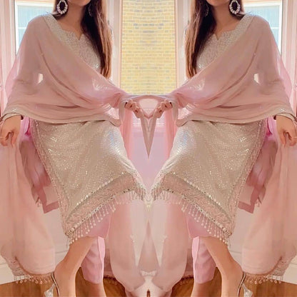 "Elegant Fox Georgette Eid Collection with Sequence Embroidery & Lace Work"