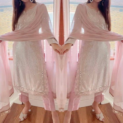 "Elegant Fox Georgette Eid Collection with Sequence Embroidery & Lace Work"