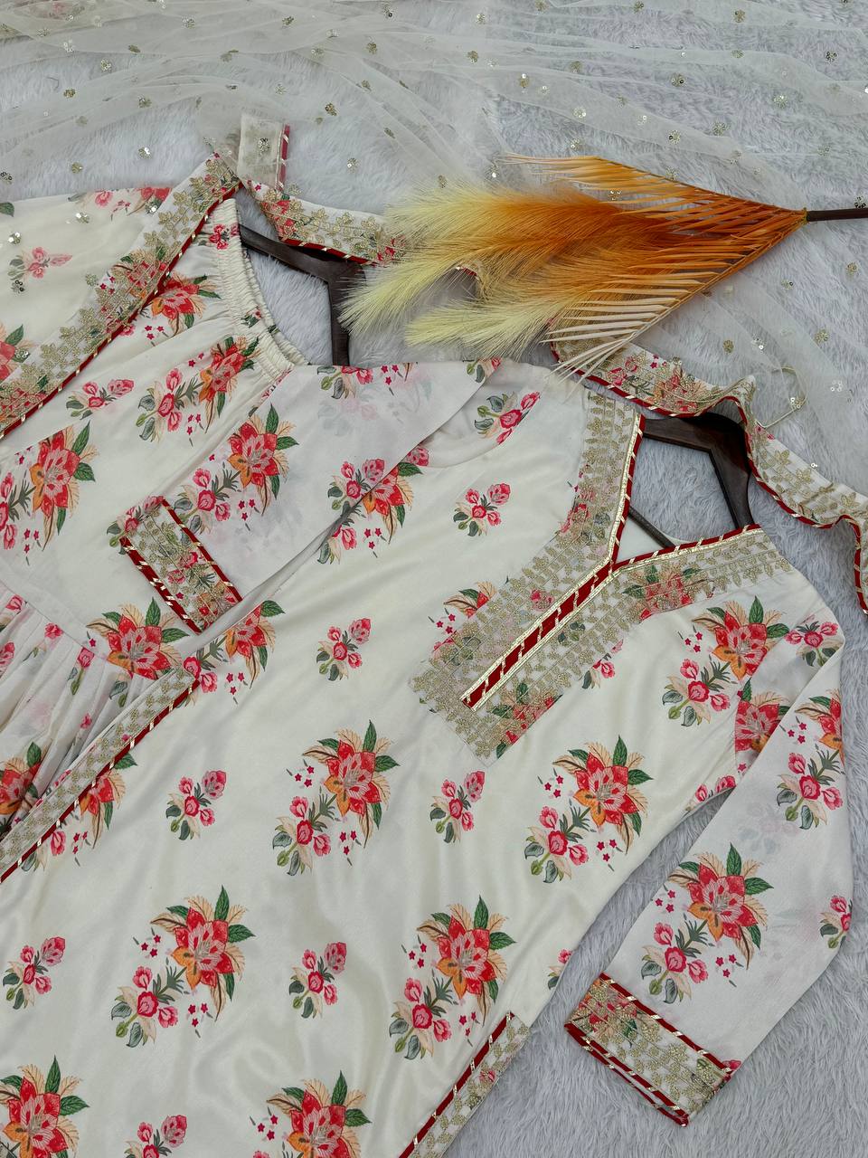 Pure Chinon Silk Kurta Sharara with Dupatta