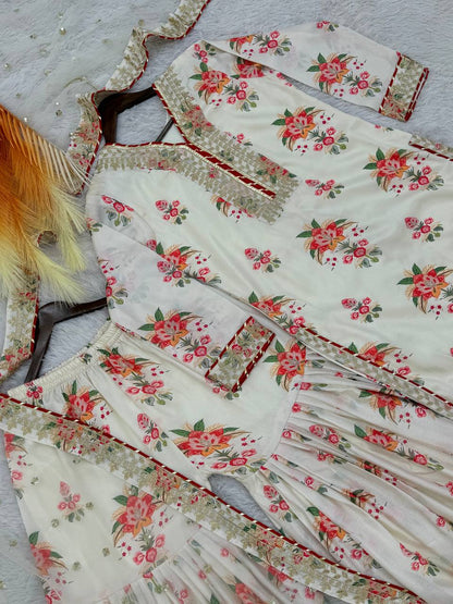 Pure Chinon Silk Kurta Sharara with Dupatta