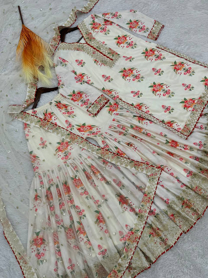 Pure Chinon Silk Kurta Sharara with Dupatta