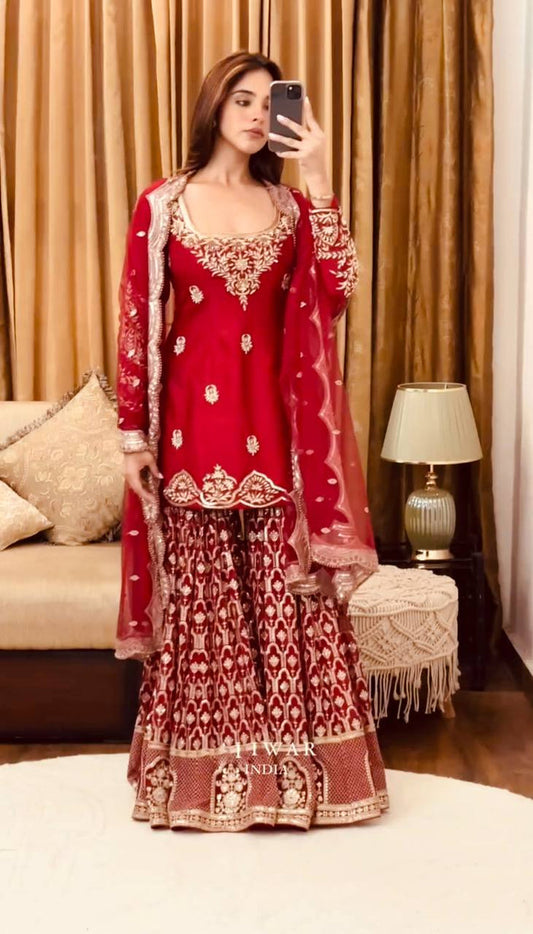Red Georgette Suit