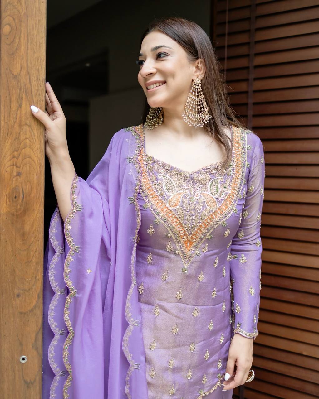 Heavy shimmer Silk designer kurta palazzo set