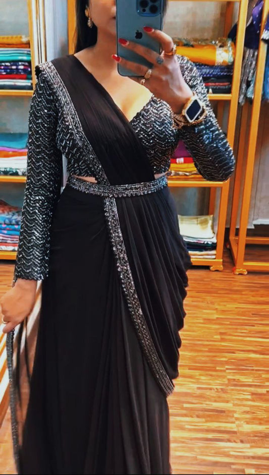 New Super Trending Embroidery Sequence work ready to wear saree