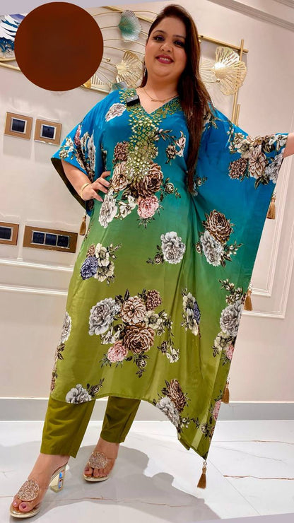 Pure Chinon Silk Kaftan Pant with Dupatta