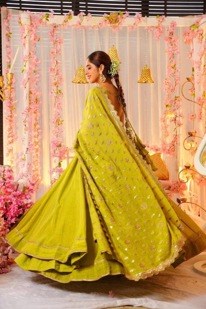 Heavy Roman Silk Gown with Dupatta