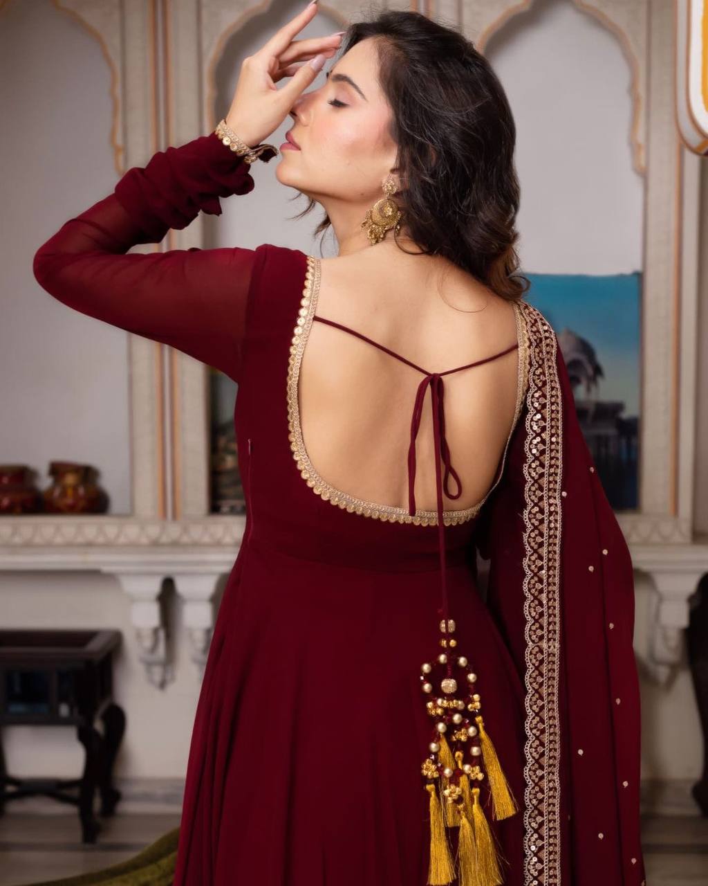 Elegant Heavy Faux Georgette Suit Set with Embroidery Work and Lace Detailing