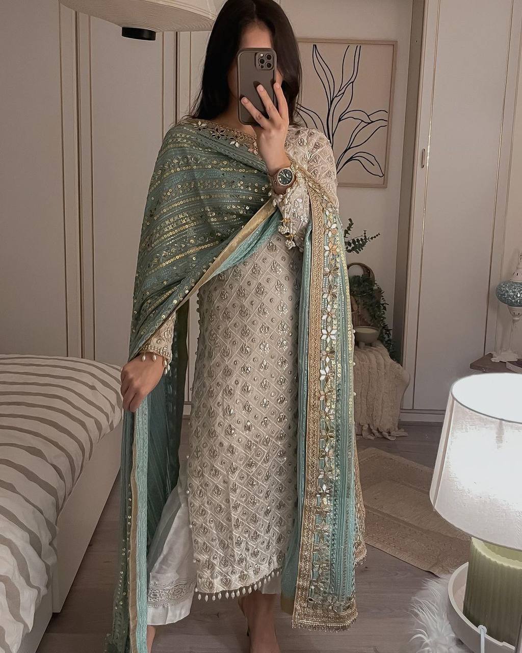 Designer Embroidery Kurta Pant set