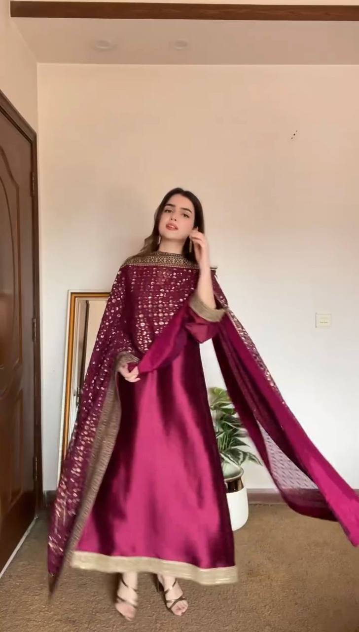"Elegance in Monsoon Silk: Thread & Sequins Ensemble"