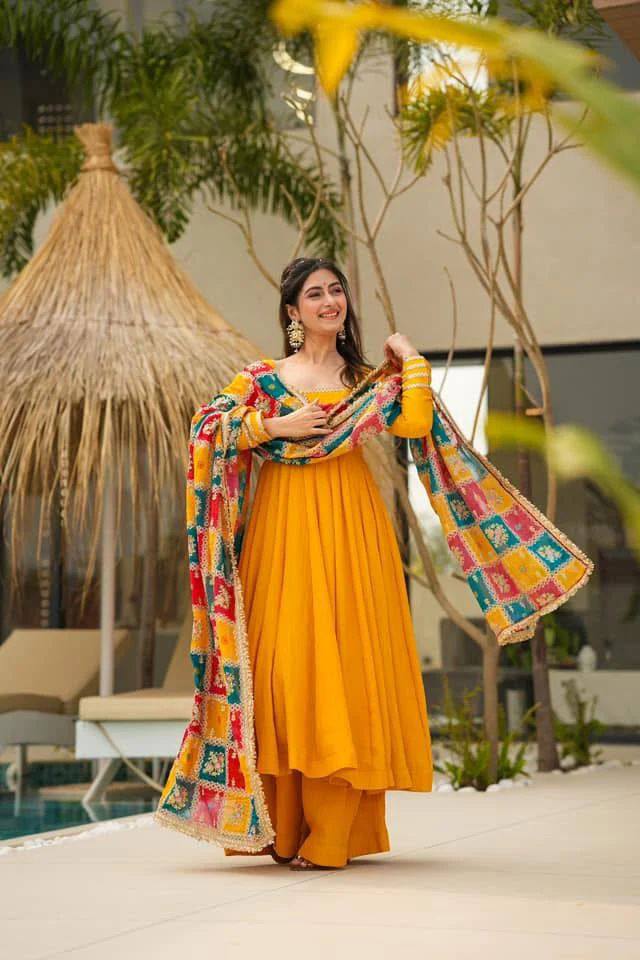 "Chinon Silk Elegance: Top, Plazo, and Dupatta Set"