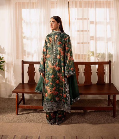 "Luxe Threaded Silk Set with Digital Print"