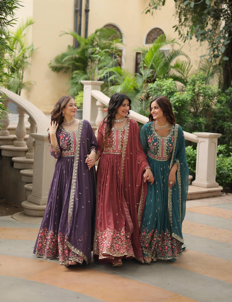 "Elegant Faux Georgette Kurti, Sharara, and Dupatta Set with Sequins Embroidery"