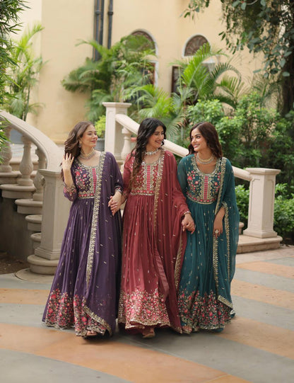 "Elegant Faux Georgette Kurti, Sharara, and Dupatta Set with Sequins Embroidery"