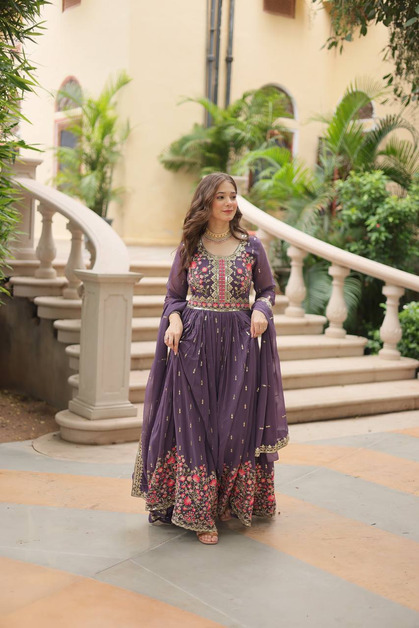 "Elegant Faux Georgette Kurti, Sharara, and Dupatta Set with Sequins Embroidery"