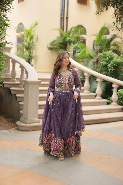 "Elegant Faux Georgette Kurti, Sharara, and Dupatta Set with Sequins Embroidery"