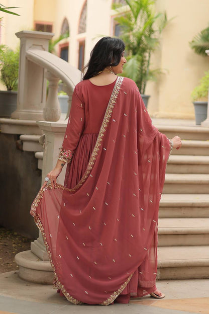 "Elegant Faux Georgette Kurti, Sharara, and Dupatta Set with Sequins Embroidery"