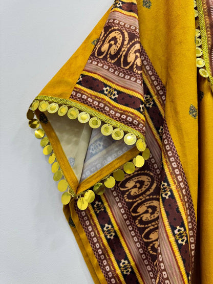 "Elegant Viscos Velvet Kaftan & Plazo Set with Digital Print"