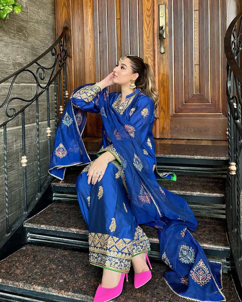 New Kurti-Plazzo Set in Chinon Silk with Beautiful Sequins Embroidery Work